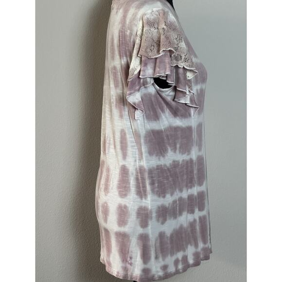 Knox Rose Women’s Top Tie Dye Ruffle Sleeves Boho Tee Shirt Y2K Size (M) - Picture 13 of 16